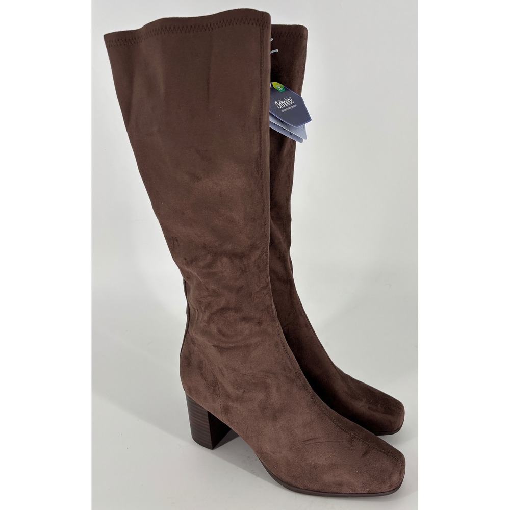 New Aerosoles Micah Tall Boots Java Suede Women Size 9 Square Toe Dark Brown